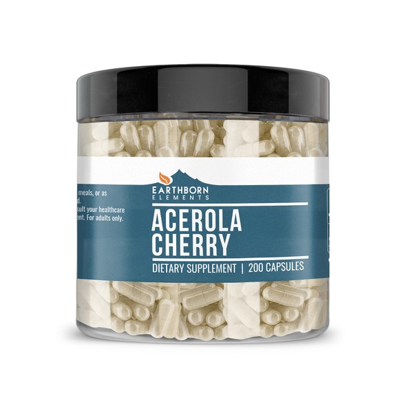 Earthborn Elements Acerola Cherry 200 Capsules, Pure & Undiluted, No Additives