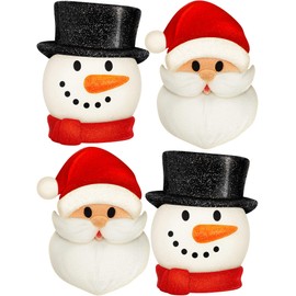 Christmas Cute Porch Light Cover Christmas Outdoor Decoration Flexible Light Cover for Porch Light and Garage Lights (Snowman, Santa, 4 Pcs)