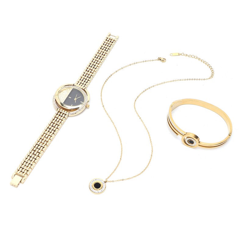 Business Style Women Watch Bracelet Necklace Set Anniversary Birthday Gift
