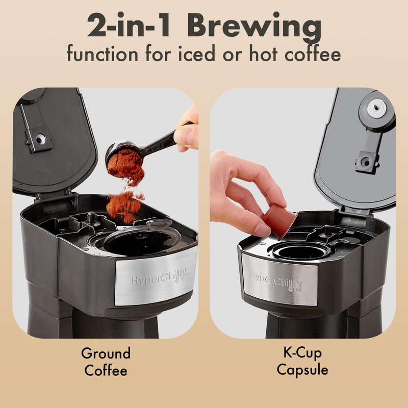 Elite Gourmet HyperChiller EHC210N Iced/Hot Coffee Maker, K-Cup or Coffee