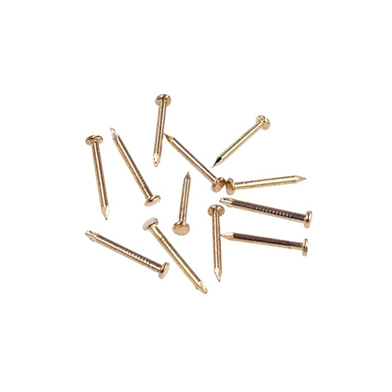 OMOTOOL Round Head Pins Nails (Pack of 300), Brass-Plated Nails