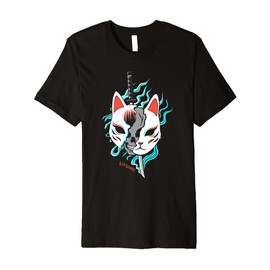 Kitsune Samurai Fox Nine-Tailed Mask Art Anime Premium T-Shirt