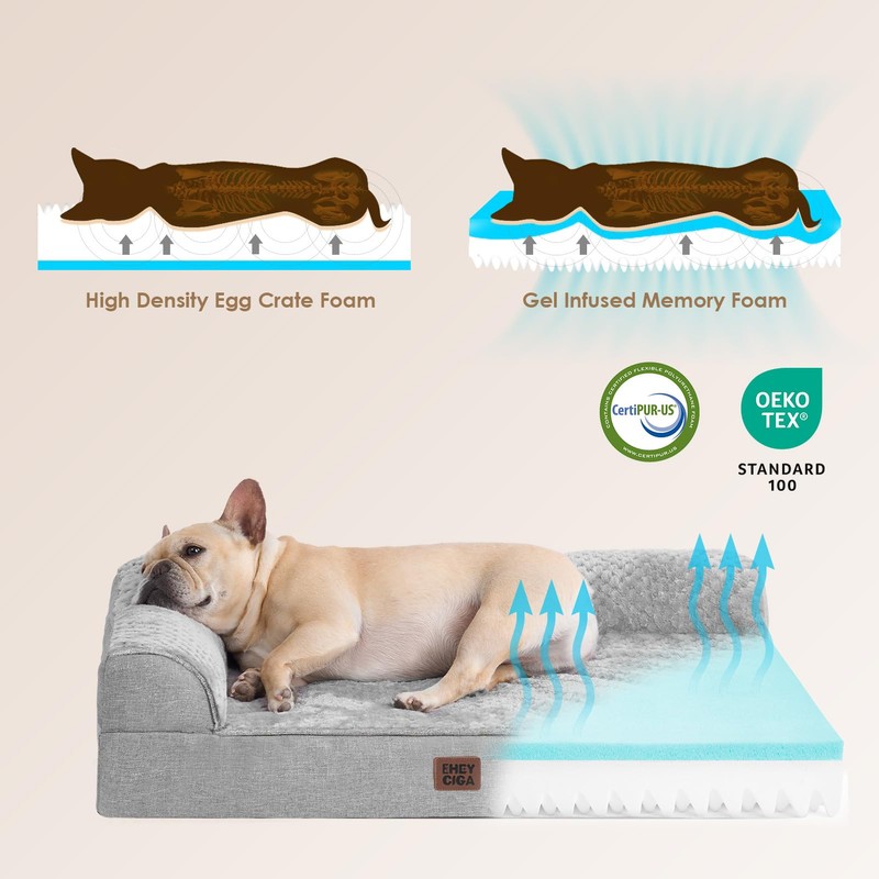 EHEYCIGA Orthopedic Dog Bed Medium Size Dogs, Memory Foam Dog