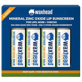 Waxhead Sun Defense Foods Bálsamo labial de óxido de zinc natural Waxhead (3 paquetes de menta) – EWG nominal 1 – amplio espectro, no tóxico, mineral, vitamina E, seguro para arrecifes, hipoalergénico, biodegradable, 0.15 oz cada uno