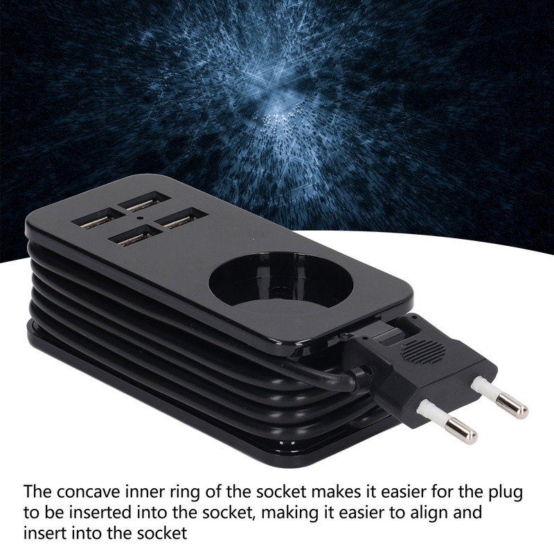 Power Strip 1200W 10A Fireproof Adapter with 4 USB Port