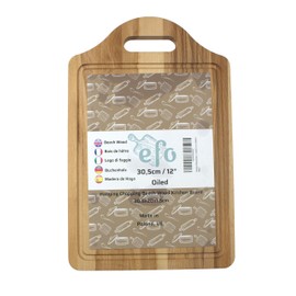 EFO Schneidebrett mit Griff - Küchenbrett Holz - Hackbrett Saftrinne – Schneidebrett Holz -Servierbrett Holz - Brett Holz - Größe 30,5 x 20 x 1,5 cm