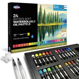 Zieler 24 Artists Soft Water-soluble Oil Pastels | For Dry and Wet Work | Easy to Blend & Layer | High Pigmentation | Vibrant Colours