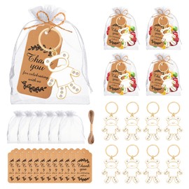 50Pcs Bear Bottle Openers Keychain Bulk Baby Shower Party Favors for Guests Cute Diamond Small Bear Keyring with Organza Bags Tags, for Gender Reveal Theme Birthday Decoration Return Gift Souvenirs