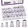 Swpeet 181Pcs 304 Stainless Steel #8-32#10-24 1/4"-20 5/16"-18 3/8"-16 Rivet