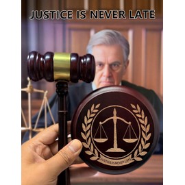 Wooden Gavel and Sound Block Set, Judge Gavel, Gavel for Meetings, Wooden Gavel for Courtroom, Hammer and Gavel Set, Mock Judges Gavel Prop, Auction Gavel ﻿2025 New ''Justice is Never Late''