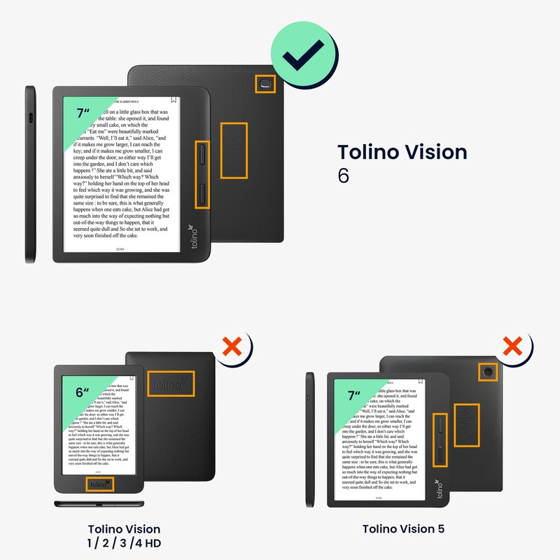 kwmobile Flip Case Compatible with Tolino Vision 6 - Protective
