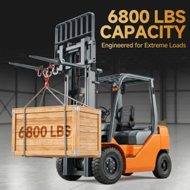 Forklift Lifting Hook with Side Shackle Holes – 6800 lbs 3Ton One-Piece Forged Steel, 360° Swivel Safety Hook, Anti-Slip Eyebolt Lock & Dual Fork Slot for Single/Double Fork Use–Matte Coating