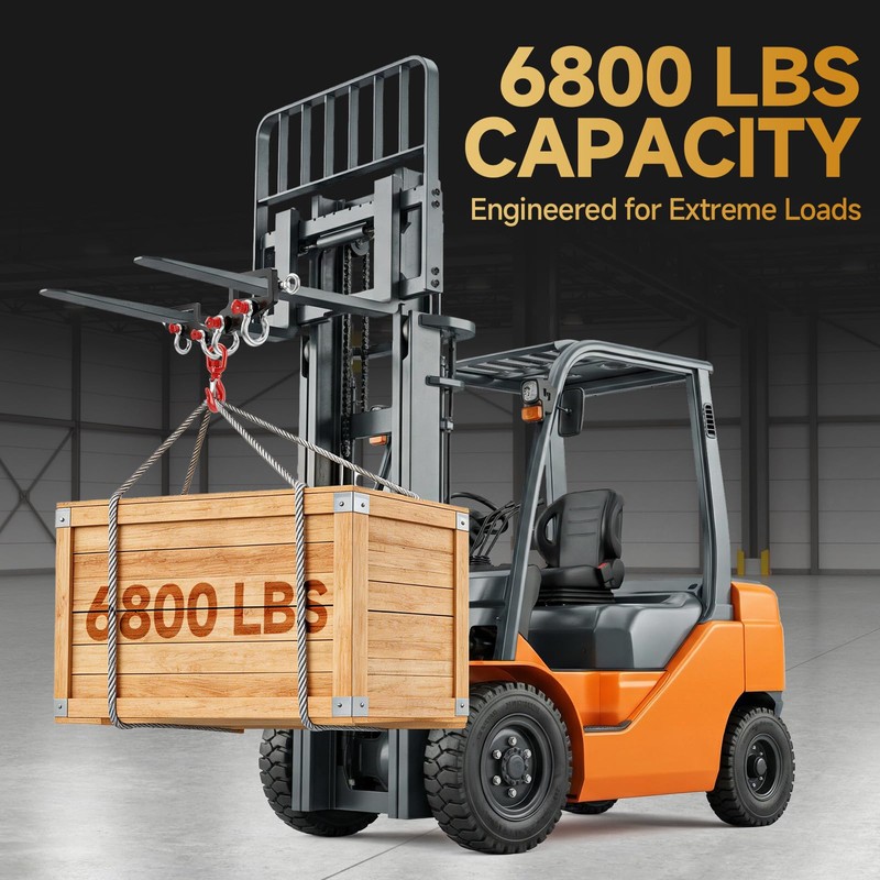 Forklift Lifting Hook with Side Shackle Holes – 6800 lbs