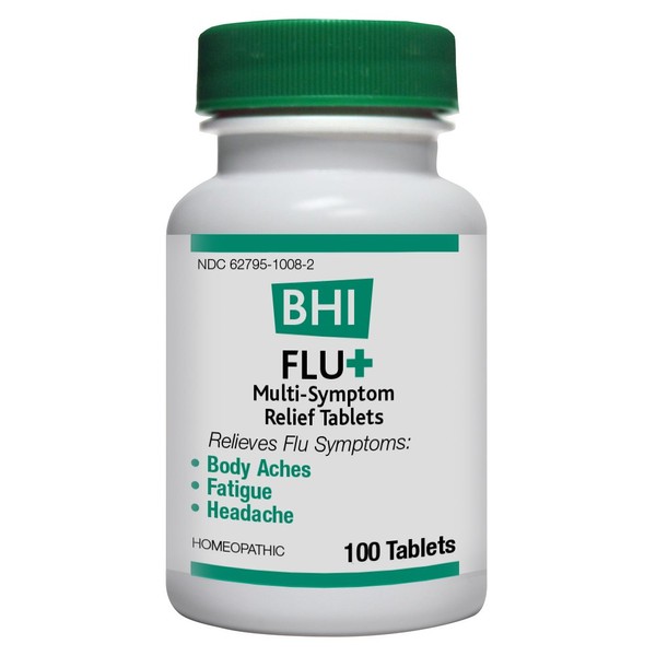 BHI Flu + Cold/Flu Symptom Relief Natural, Safe Homeopathic Relief - 100 Tablets