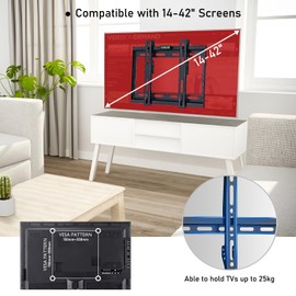 FANWINKJ Universal TV Wall Bracket for LED LCD TVs, Full Motion Adjustable Swivel TV Wall Mount with Double Arm, Slim Design Holds up to 45kg, VESA Compatible (14-42inch)