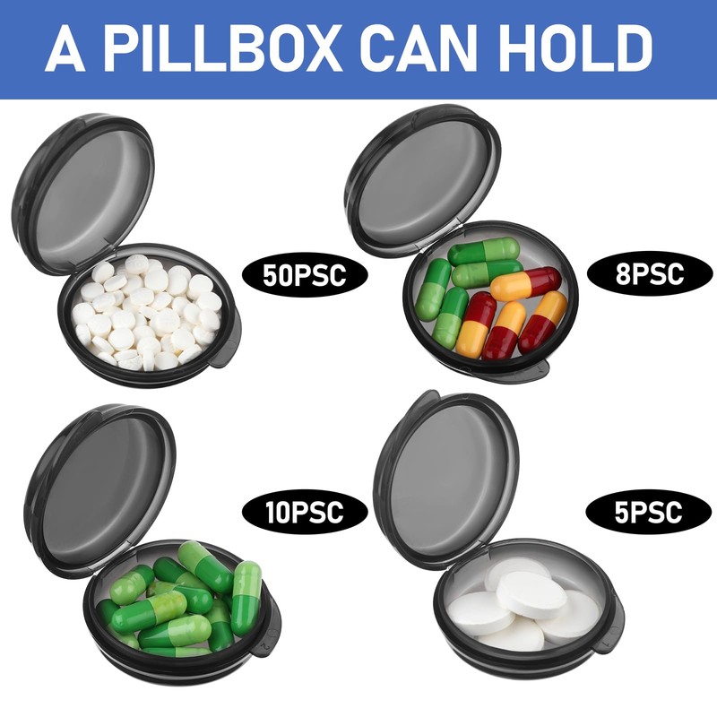 WLLHYF 6 Pack Small Pill Box Travel Pill Container for