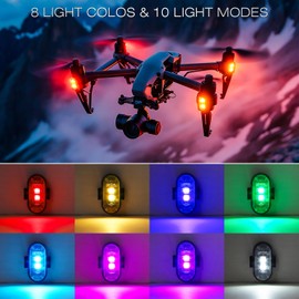 4PCS Wireless LED Strobe Lights with Remote Control, Halloween Lights 8 Colors Rechargeable Wireless LED Lights for Car, Waterproof Anti-Collision Emergency Warning for Motorcycle Bike Drone Aircraft