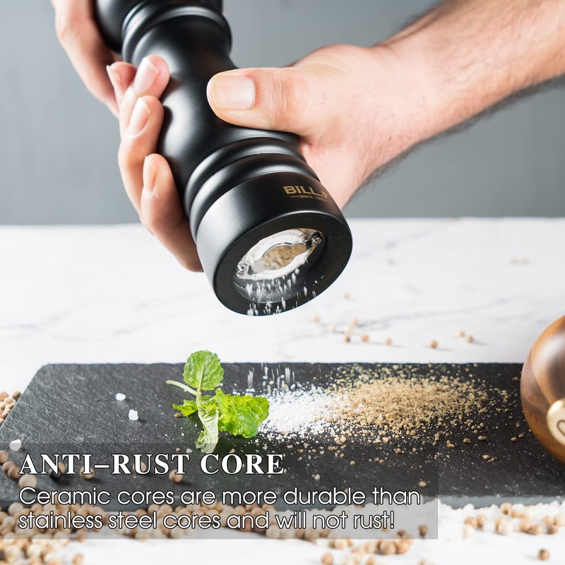 BILL.F Pepper Mill, Salt Mill, Natural Oak Mill, Pepper Mill,