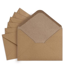 Mocraft Mocraft 50 Briefumschläge Ohne Fenster - Briefumschlag B6 mit Nassklebung 150g Briefumschläge Braun Vintage Kuvert B6 für Hochzeit Gruß-Karten Einladungen