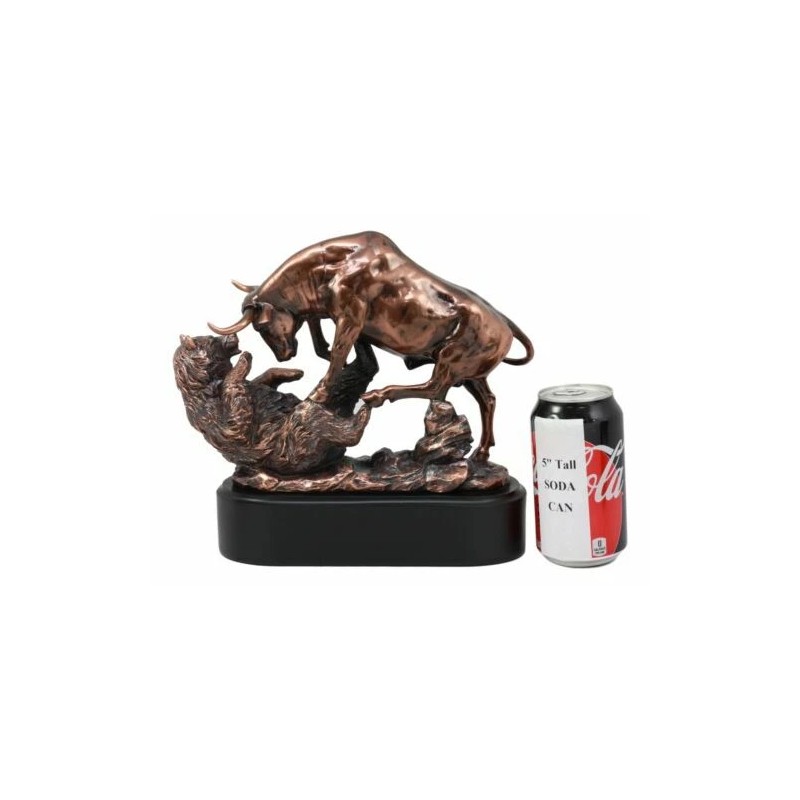 Wall Street Stock Market Charging Bull Trouncing Bear Statue With