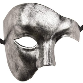 KEFAN Mens Mask Masquerade Mask Phantom of The Opera Half Face Mask (Silver Black)