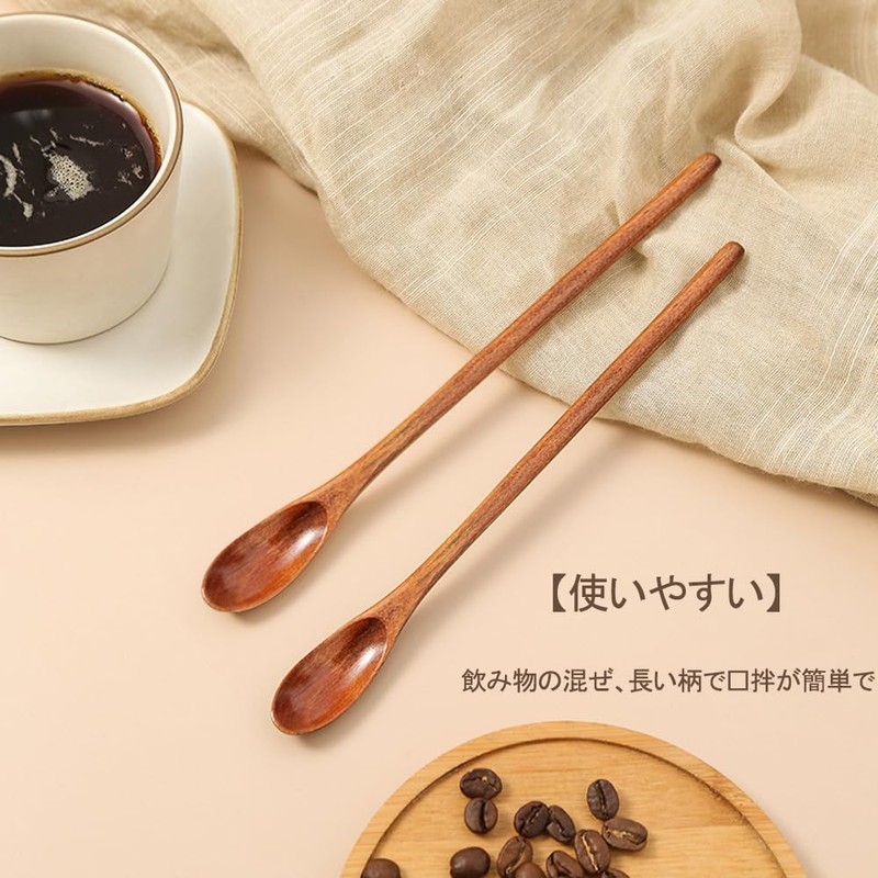 DFsucces Wooden Stirrrers Long Spoons Stirring Spoons Ice Spoons Total
