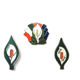 The Gents Cave Irish Ireland Easter Lily Pin Badge,1916-2016, 3 Pack Set, by