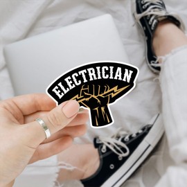 (3 Pcs) Electrician Sticker Fist Lightning Decal – Waterproof Vinyl Sticker 3 inch for Hard Hat, Toolbox, Helmet, Laptop, Water Bottle – Bold Union Style Gift for Electricians