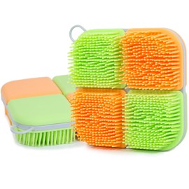 OWIIZI Silicone Body Scrubber Gentle Exfoliating Body Scrub Food-Grade Soft Silicone Loofah Lather Well Bath Scrub Brush for Shower Deep Cleanse Large Surface Exfoliator