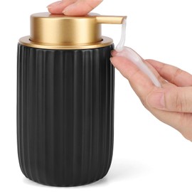 Segbeauty Shampoo and Conditioner Dispenser, 320ml Dish Soap Dispenser, Black Soap Dispenser in Ceramic, Empty Shampoo Dispenser, Pump Bottle Dispenser for Kitchen and Bathroom