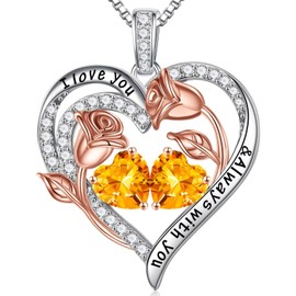 Iefil Wife Birthday Gift Ideas, Anniversary Wife Gifts | November Birthstone Necklace, Citrine Jewelry