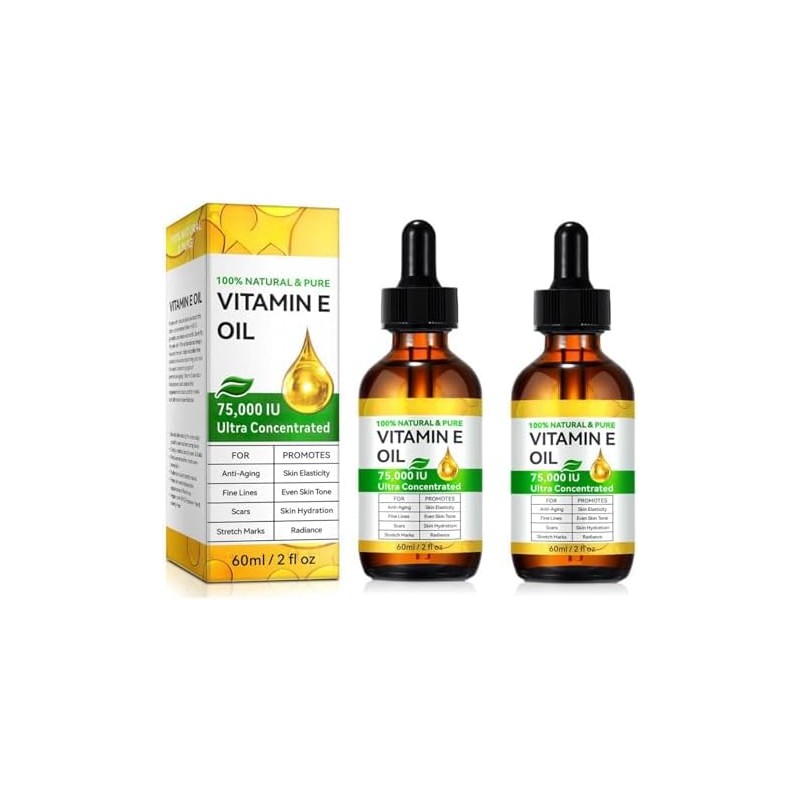Aceite de Vitamina E para Masaje Corporal, 75000 UI, Orgánico,