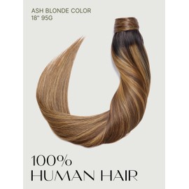 Frodio Clip in Ponytail Extension Human Hair for women Straight 26 Inches Long Straight Hair drawstring Ponytail Ash Blonde