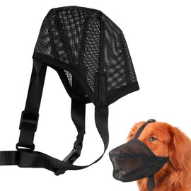 Amexo Muzzle for Dogs, Soft Mesh Muzzle for Small, Medium and Large Dogs, Adjustable Puppy Muzzles for Catching Biting, Licking and Chewing, Allows Panting and Drinking (L)