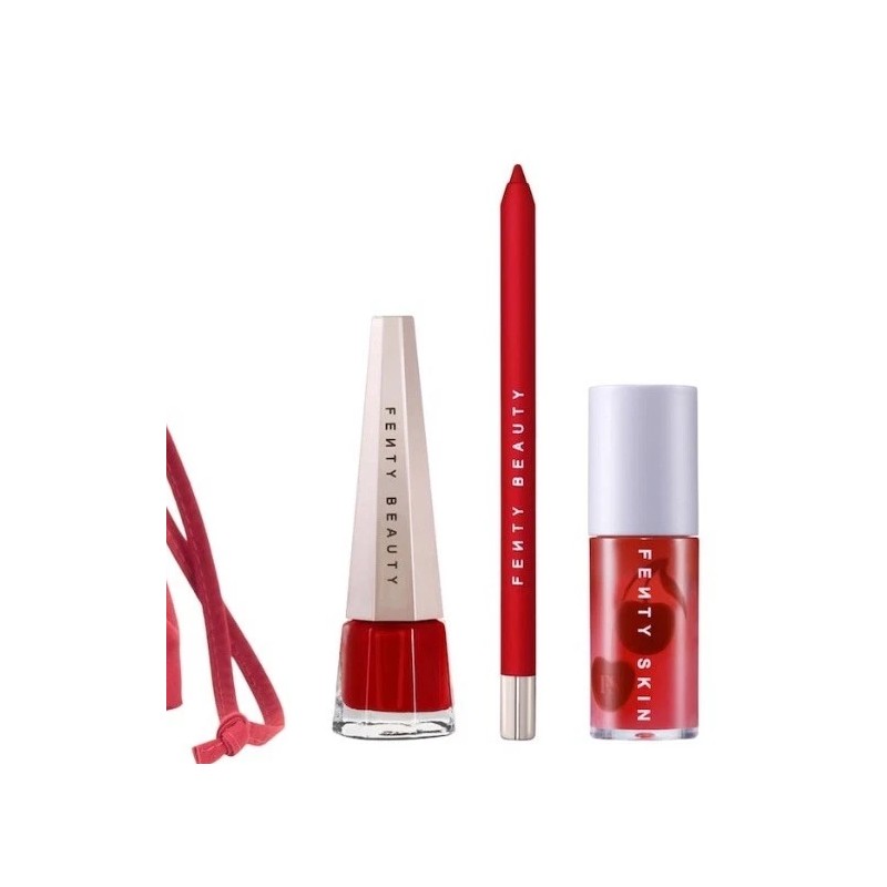 Fenty Beauty Cherry Mouth 3-Piece Lip Set + Pouch