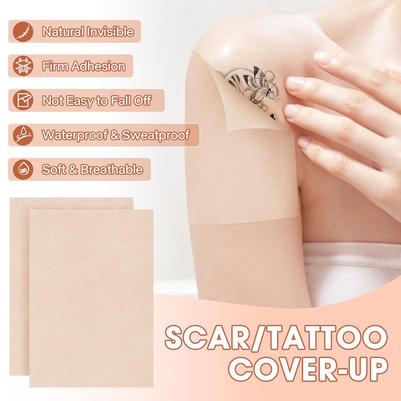 Shmian 10Pcs Waterproof Tattoo Cover Up Patch & Makeup, Second