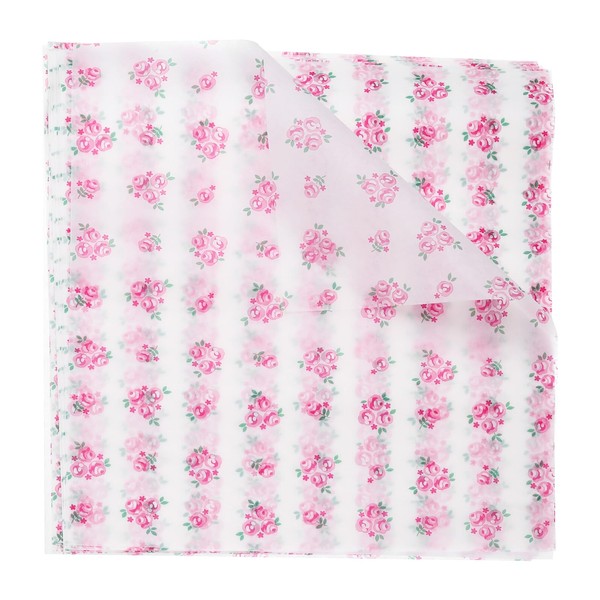 HARFINGTON 50pcs Square Rose Pattern Wax Paper Sheets 9.84" x