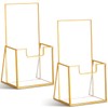 Fuyoooo 2 Pcs Gold Glass Brochure Holder Stand 4 Inch