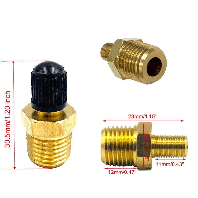 8Pcs 1/4" NPT Schrader Valve,Brass 1/4"NPT Male Thread Tank Valve