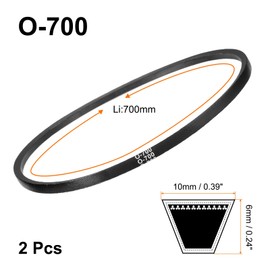 sourcing map 2Pcs O-700 O Type V-belt 700mm/27.6" Inner Length x 0.39" Width x 0.24" Height, O-type Closed-Loop Rubber Transmission Belt
