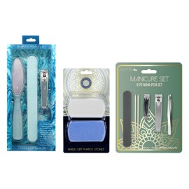 Earth & I Nail Clippers and Pumice Stones for Feet with Manicure Set, Foot Scrubber, Nail File, Nail Clippers, Pedicure Tools for Feet, Pedicure Tools Kit - Ocean Blue - 11 Ct