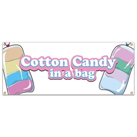 Cotton Candy in A Bag 48" Banner Concession Stand Food Truck Single Sided