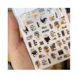 Laser Gold Leaves Nail Sticker Flower Leaf Rose Daisy Bee Honey Nail Decals Dk33 Laser Gold Black Nail Wraps Art Stickers Manicure Supplies for Women Nails Full Long Lasting Easy Apply and Remove