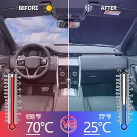 Windshield Sunshade for Range Rover Sport 2014-2022, Front Window Sun Shade, Foldable Reflective Sun Visor, Screen Shield Cover UV Blocker Protector HeatShield Keeps Your Vehicle Cool (Black)