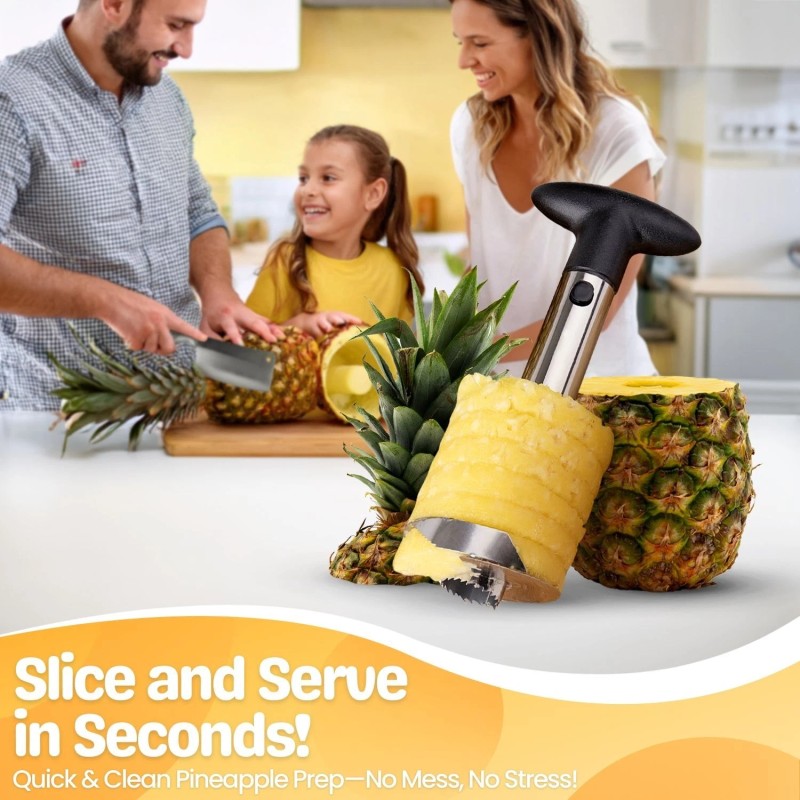CE Compass Pineapple Corer Slicer Peeler, Stainless Steel Eye Remover