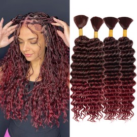 Braiding Hair 300g 4 Bundles/Pack 18 Inch Deep Wave Bohemian Braids for Curly Braiding Hair No Weft Natural Color, Boho Braids Hair Water Wave（TBUG#）
