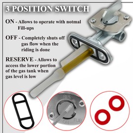GLENPARTS Fuel Gas Petcock Valve Switch Pump Replacement for Yamaha 1998 1999 2000 2001 Grizzly YFM 600 Yamaha big bear 400 bruin 350