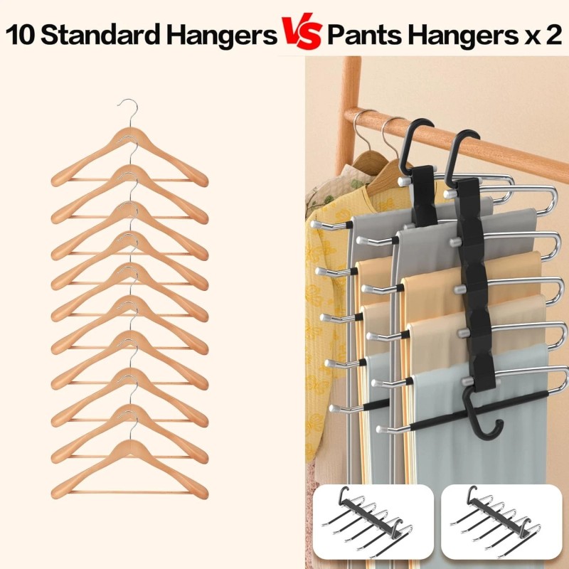 Aufetq Pants Hangers Space Saving - 2 Pack Closet Organizer