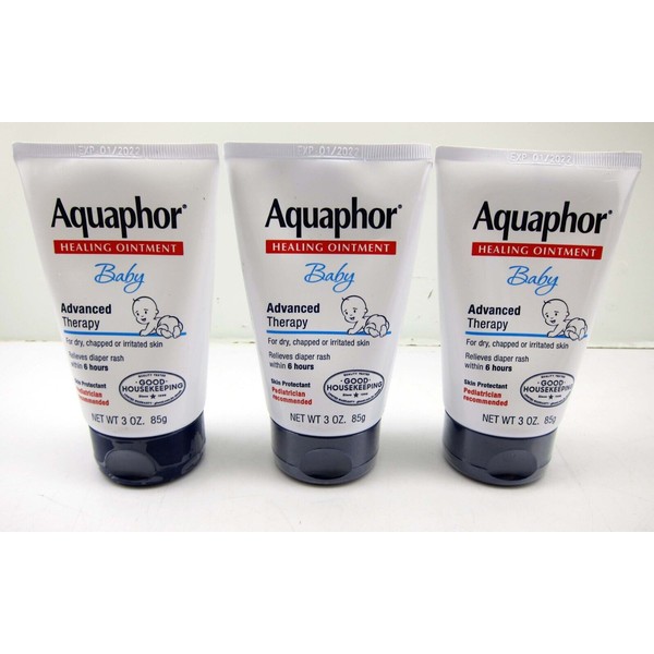 Lot of 3 Aquaphor Baby Healing Ointment Advanced Therapy For Dry Skin 3 oz Each