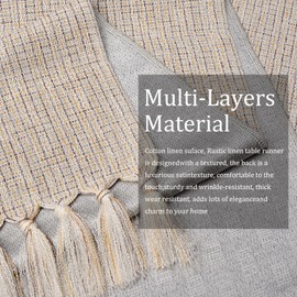 yuboo Boho Dresser Runners for Bedroom, Rustic Farmhouse Table Runner 72 inches Long, Woven Shabby Coffee Dresser Runner, Beige Table Runners for Dining Bridal Shower Dresser Spring Easter Table Decor